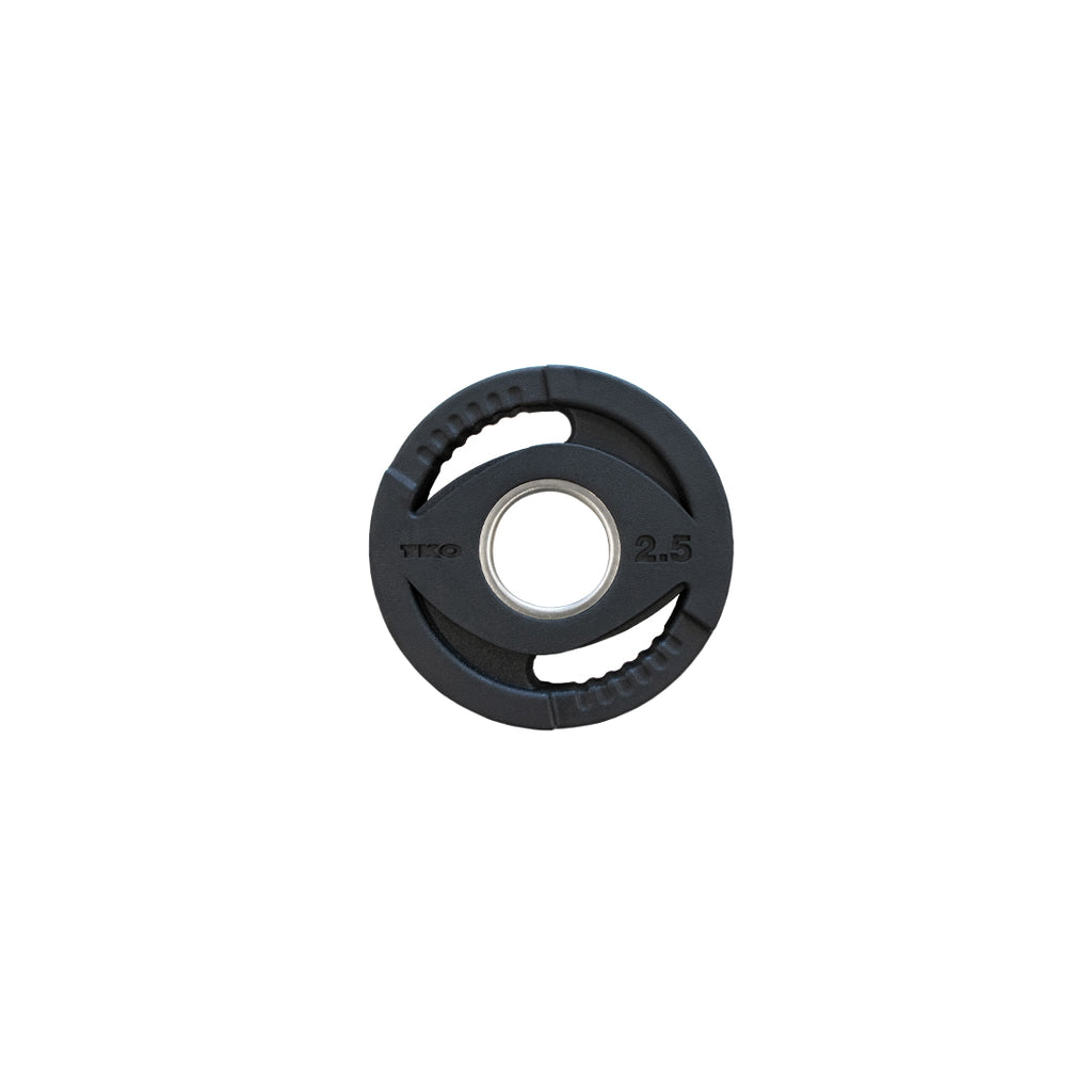 TKO rubber Olympic plate 2.5 lb compact size for incremental loading and controlled strength training progression