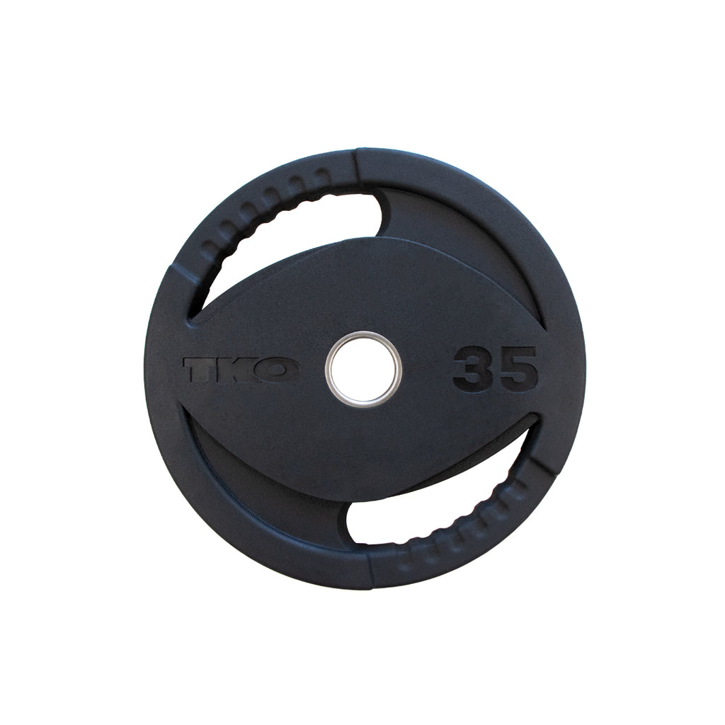 TKO rubber Olympic plate 35 lb heavy duty construction for progressive strength training and weightlifting routines