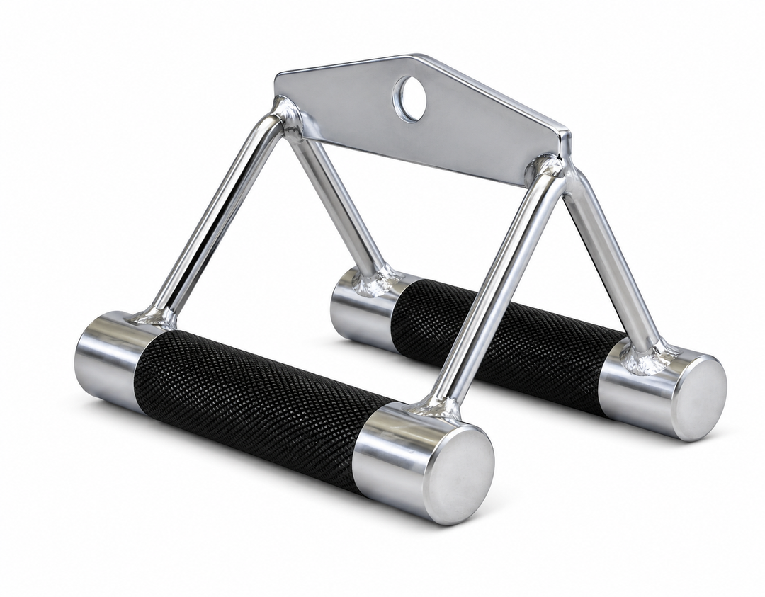 TKO seated row and chinning bar attachment with chrome finish and knurled grips
