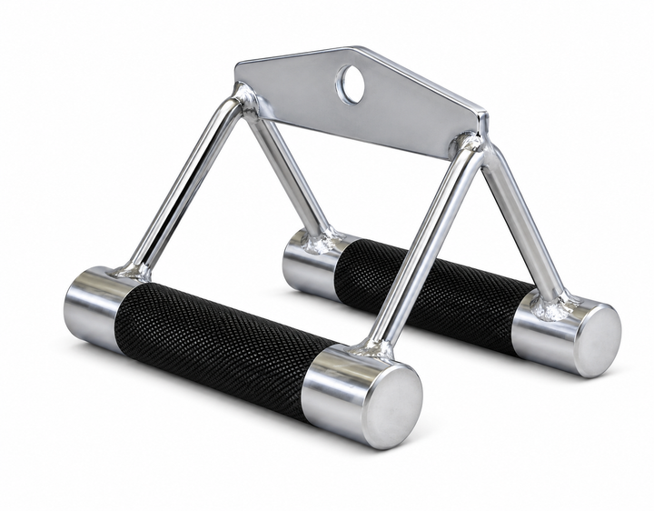 TKO seated row and chinning bar attachment with chrome finish and knurled grips