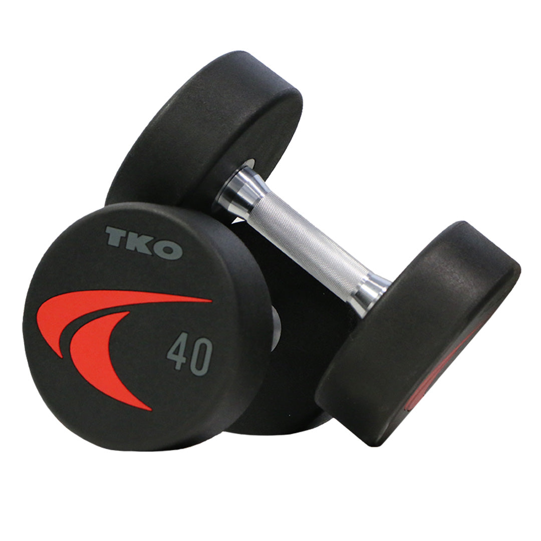 TKO Signature urethane dumbbell with hard chrome handle and inlaid logo