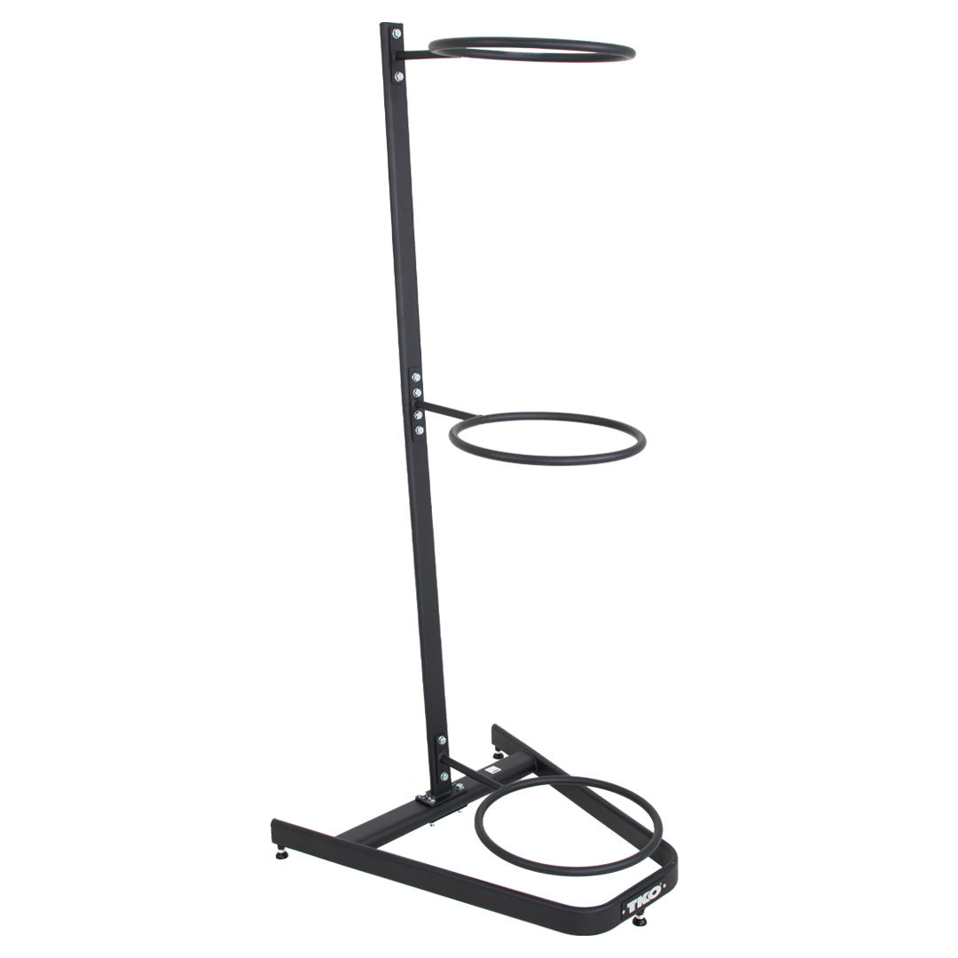 Side angle of TKO stability ball rack with vertical ball storage layout