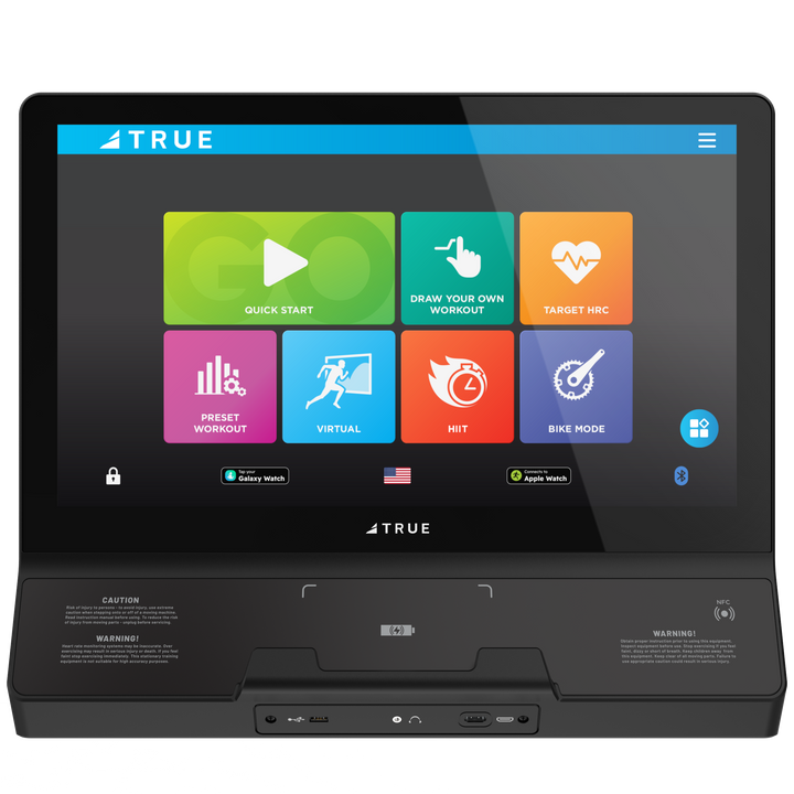 UNITE 22-inch touchscreen console option for the TRUE Apex XRide recumbent elliptical with color interface