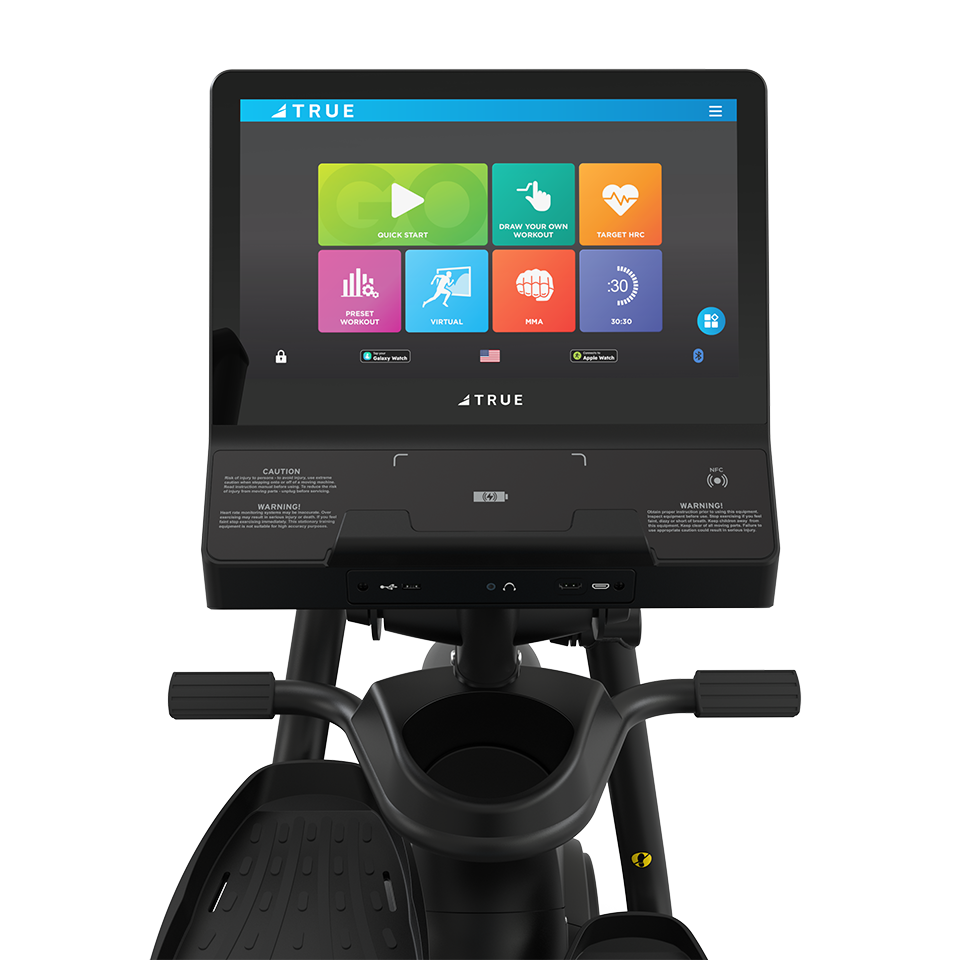 UNITE touchscreen console option for the TRUE Apex XRide recumbent elliptical with color interface