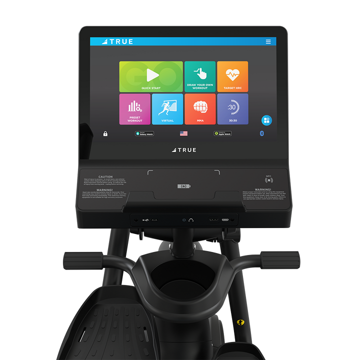 UNITE touchscreen console option for the TRUE Apex XRide recumbent elliptical with color interface