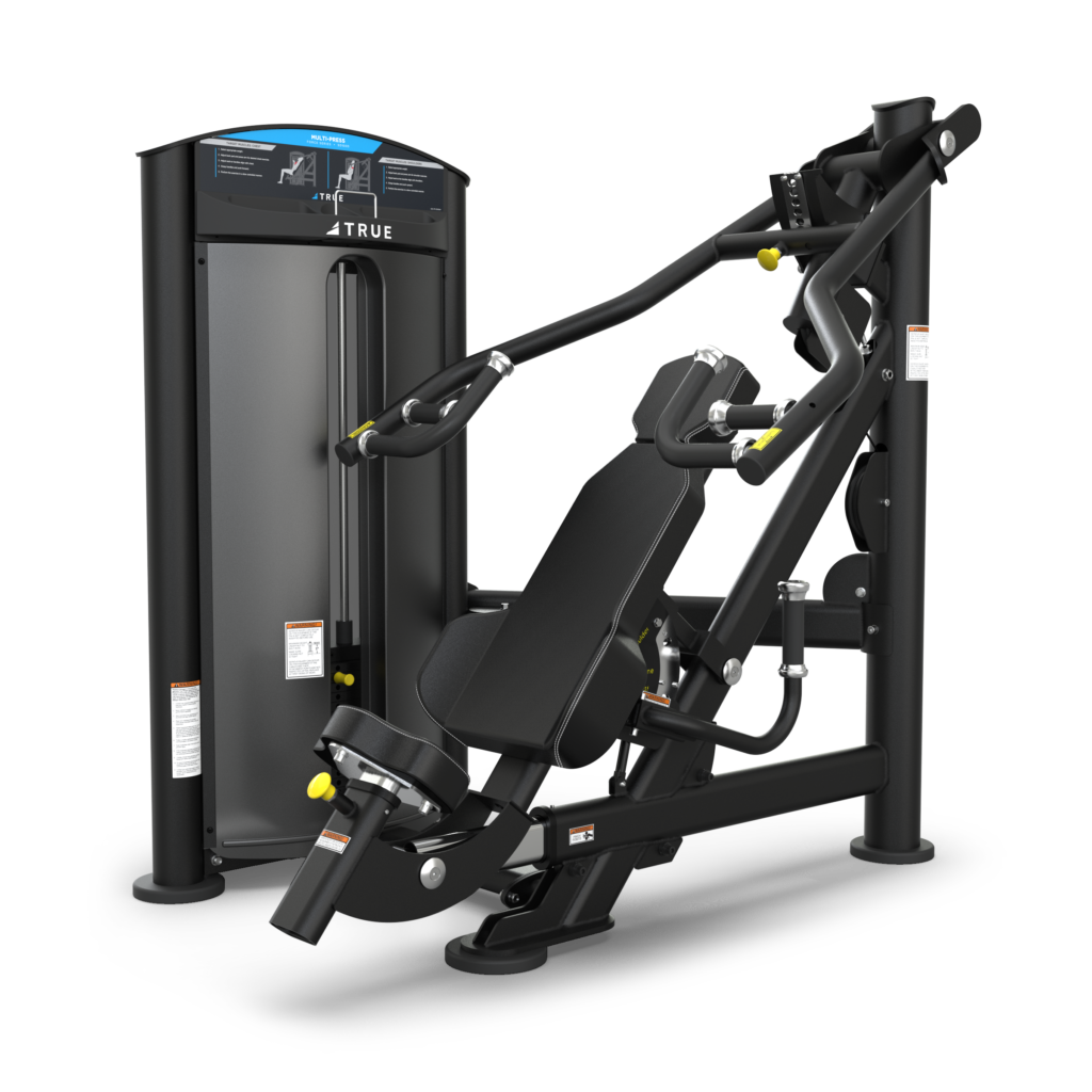 TRUE FORCE SD-1005 Multi-Press strength machine with adjustable seat, back pad, press arms, and weight stack