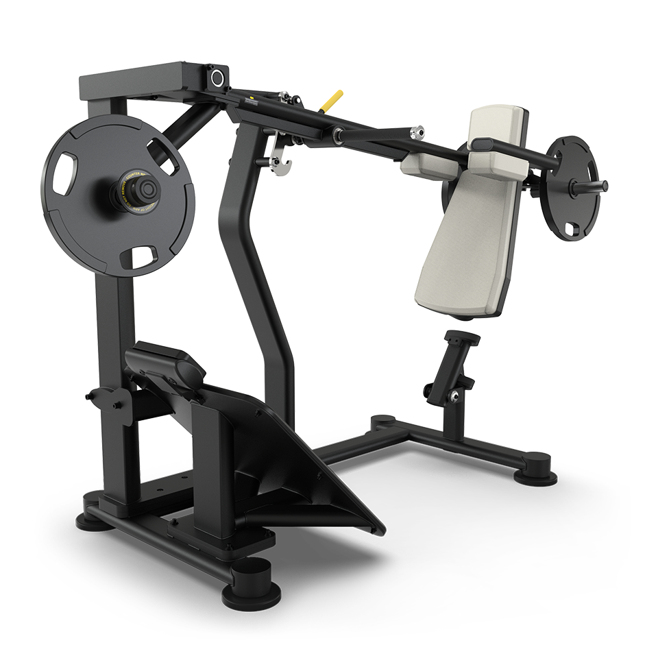 TRUE PLS-1400 plate loaded pendulum squat configured with alabaster upholstery  