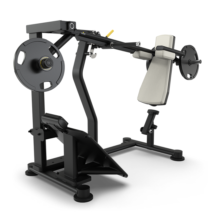 TRUE PLS-1400 plate loaded pendulum squat configured with alabaster upholstery  