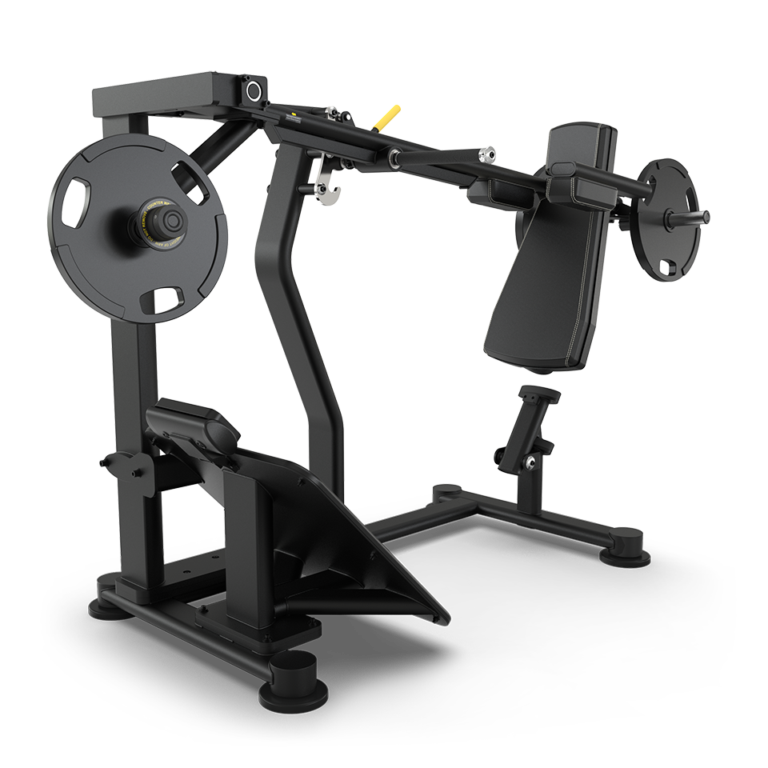 TRUE PLS-1400 plate loaded pendulum squat configured with black upholstery  
