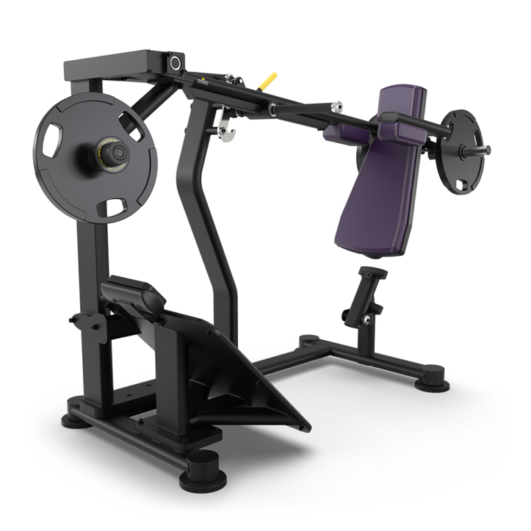 TRUE PLS-1400 plate loaded pendulum squat configured with deep violet upholstery  