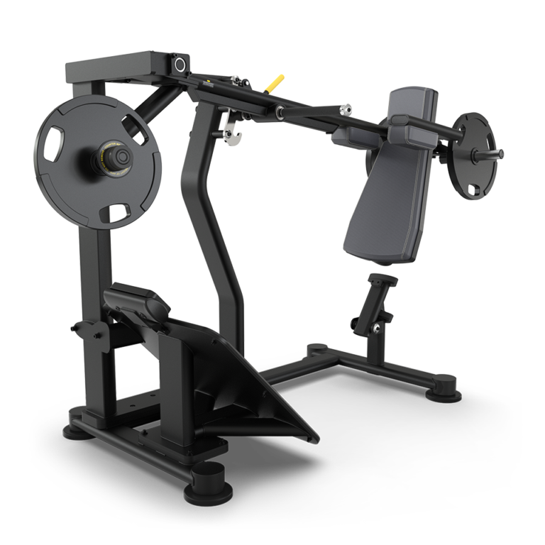 TRUE PLS-1400 plate loaded pendulum squat configured with graphite upholstery  