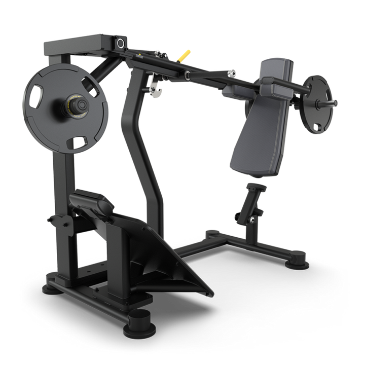TRUE PLS-1400 plate loaded pendulum squat configured with graphite upholstery  