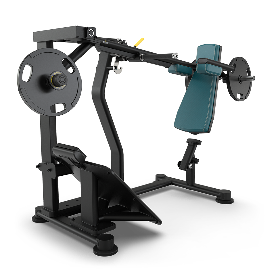 TRUE PLS-1400 plate loaded pendulum squat configured with Grotto Teal upholstery  