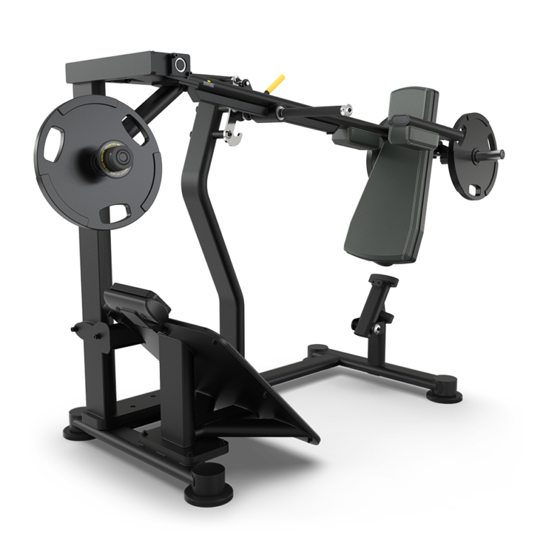 TRUE PLS-1400 plate loaded pendulum squat configured with slate upholstery  