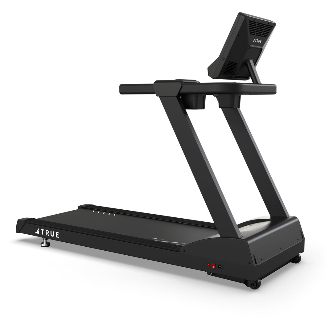 TRUE Z500 treadmill shown from an angled front view with running deck, handrails, and 8.5-inch LCD console