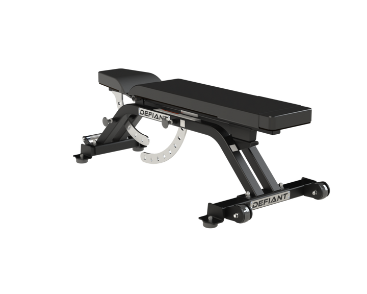 Flat position of the Defiant Strength adjustable weight bench