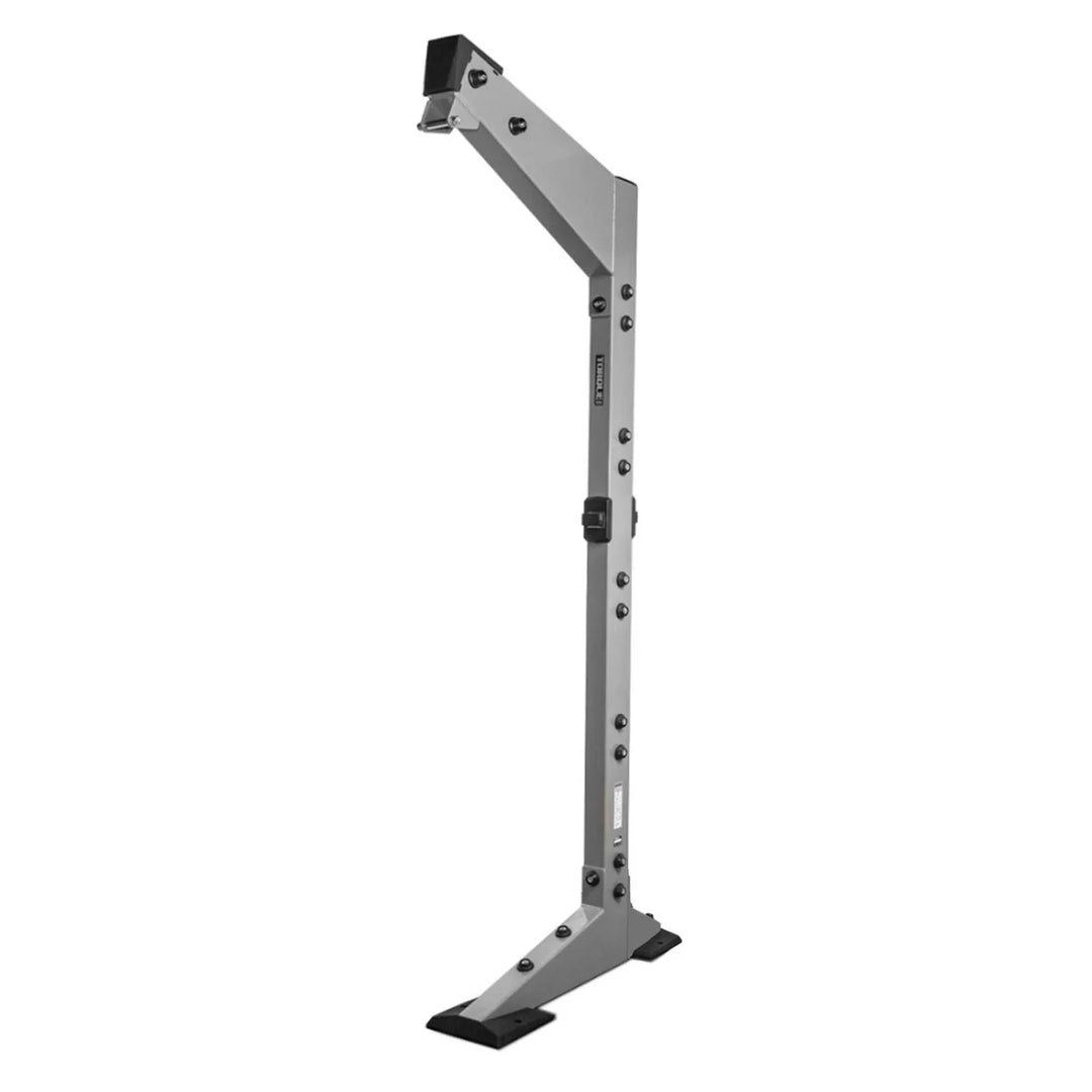 Torque USA X-CREATE single-sided 8 ft upright in Platinum with angled upper bracket, vertical steel post, and base feet.
