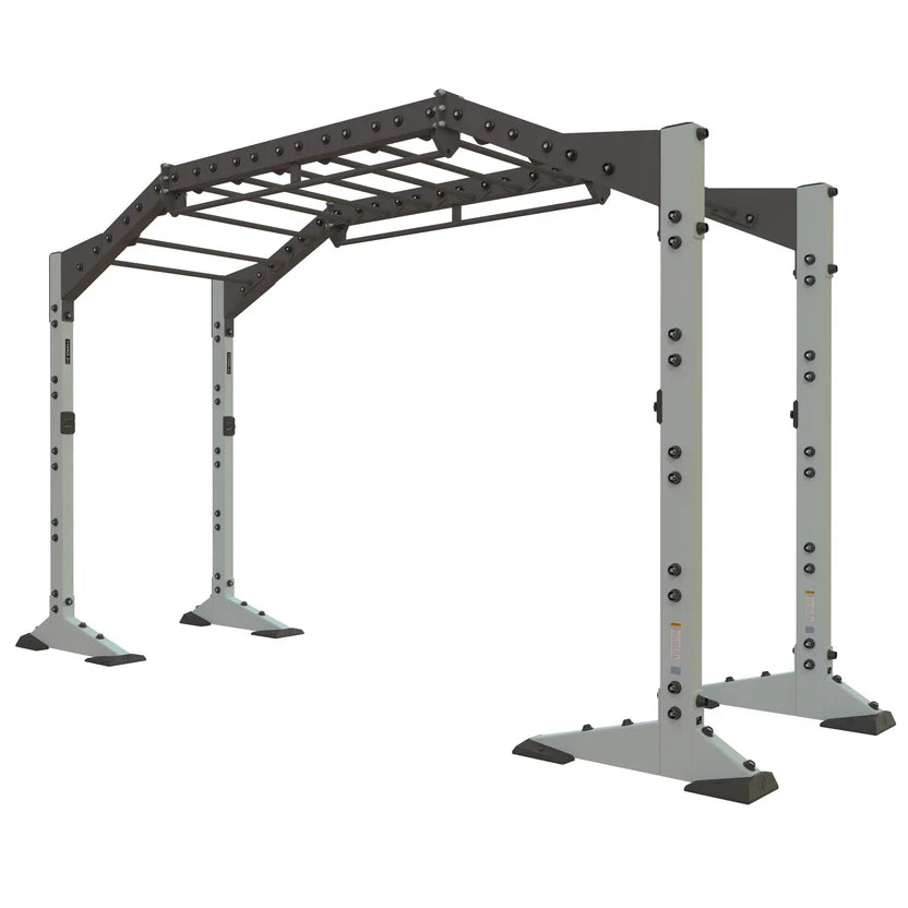 Torque X-CREATE 2-module 15 FT bridge in Platinum with 10 monkey bar rungs and two 6-foot functional bars