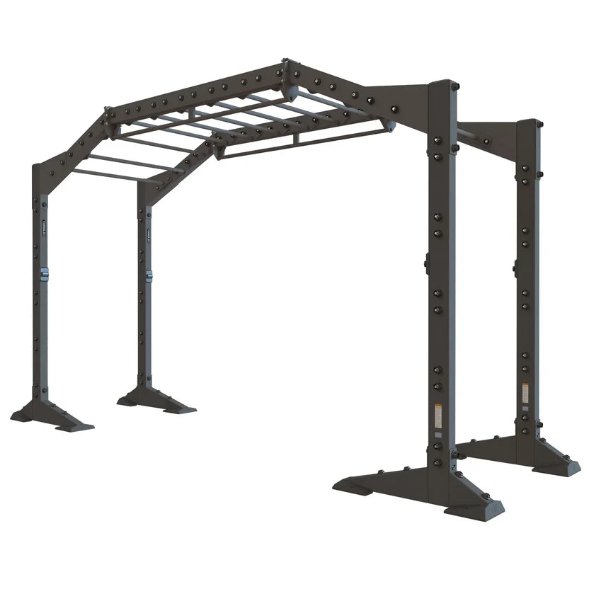 Torque X-CREATE 2-module 15 FT bridge in Satin Black with 10 monkey bar rungs and two 6-foot functional bars