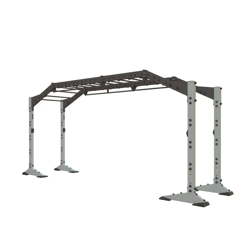 Torque X-CREATE 2-module 19 FT bridge in Platinum with 14 monkey bar rungs and 2 open modules