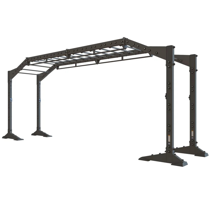 Torque X-CREATE 2-module 21 FT bridge in Satin Black with 16 monkey bar rungs and 2 open modules