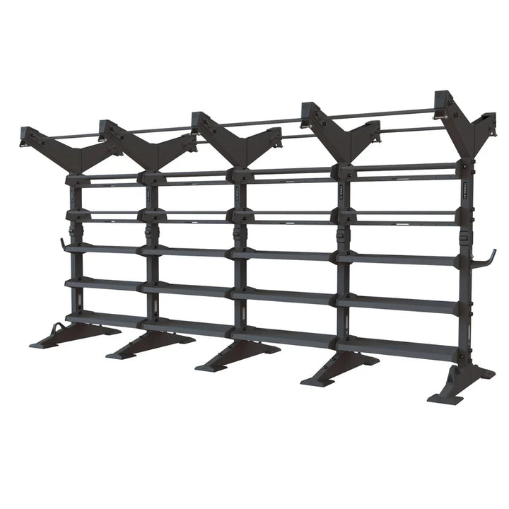 Torque X-CREATE 4-module 2-sided storage center in Satin Black with pull-up stations, ball storage, and accessory trays