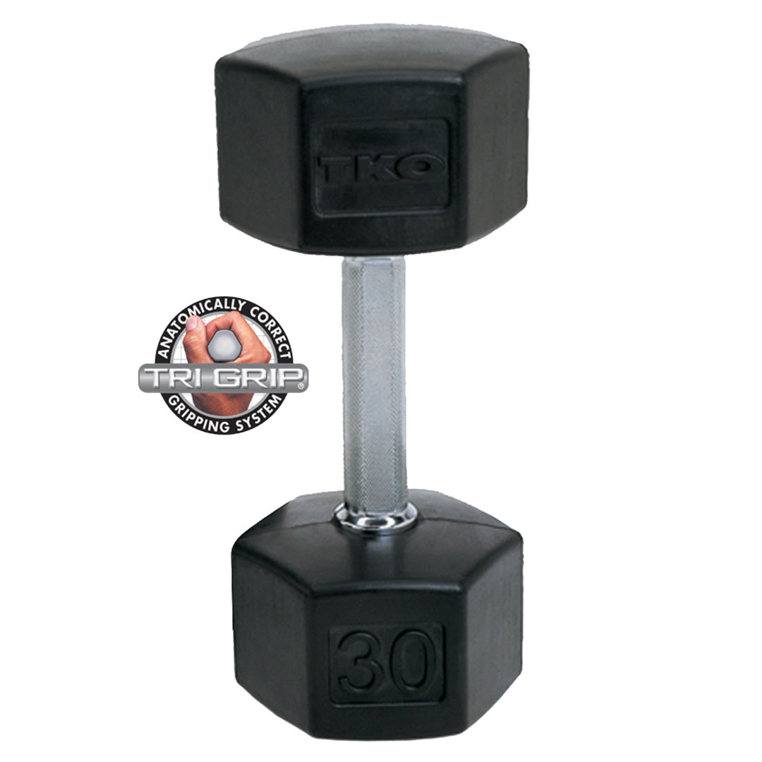 Product details and features for TKO Tri Grip hex dumbbell