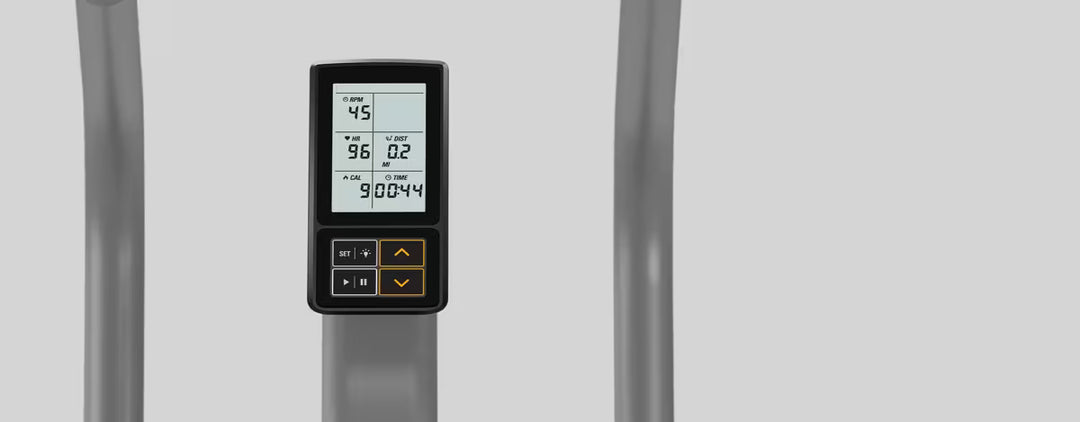 Vision Fitness AB700 air bike wireless LCD console mounted between the handlebars