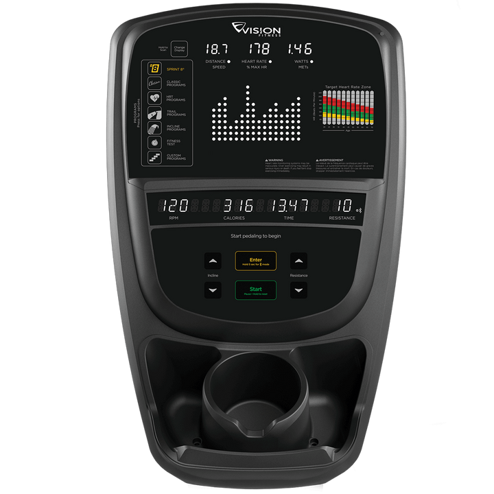 Vision Fitness S70 Ascent Trainer LED Console with workout feedback and heart rate zone display