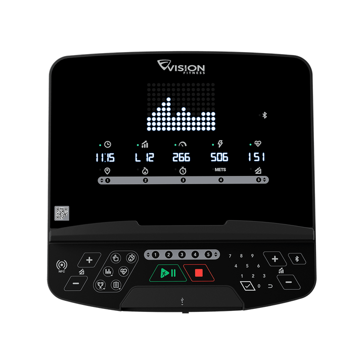 DLED console for the Vision Fitness Summit Stairclimber with workout profile LEDs, numeric displays, and controls