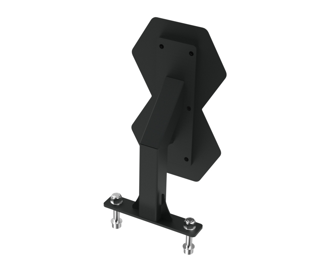 Side angle of the Defiant Strength wall ball target attachment mounted to a rack.