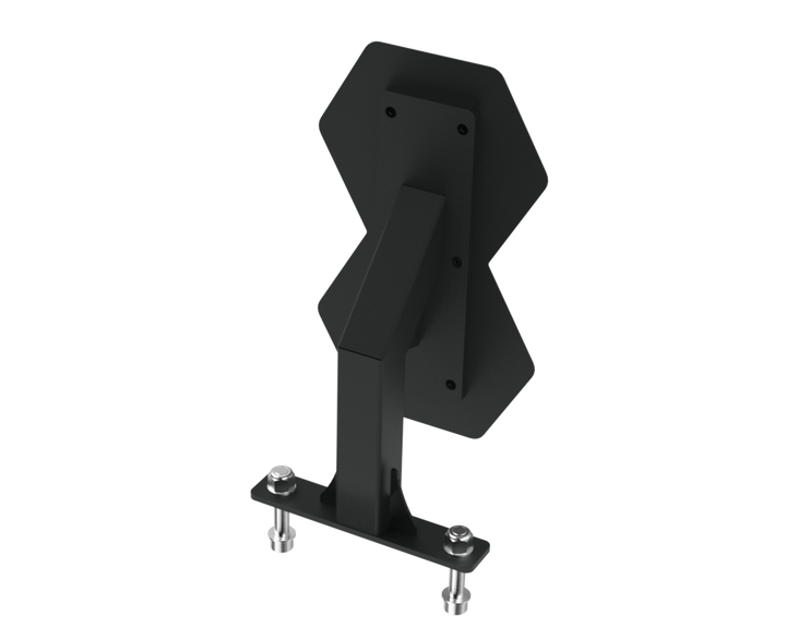 Side angle of the Defiant Strength wall ball target attachment mounted to a rack.