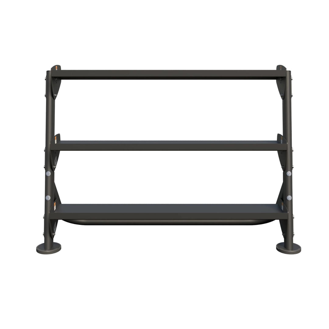 wide two tier dumbbell rack built for stability and heavy weight storage