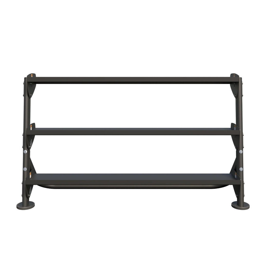 wide two tier dumbbell rack built for stability and heavy free weight storage