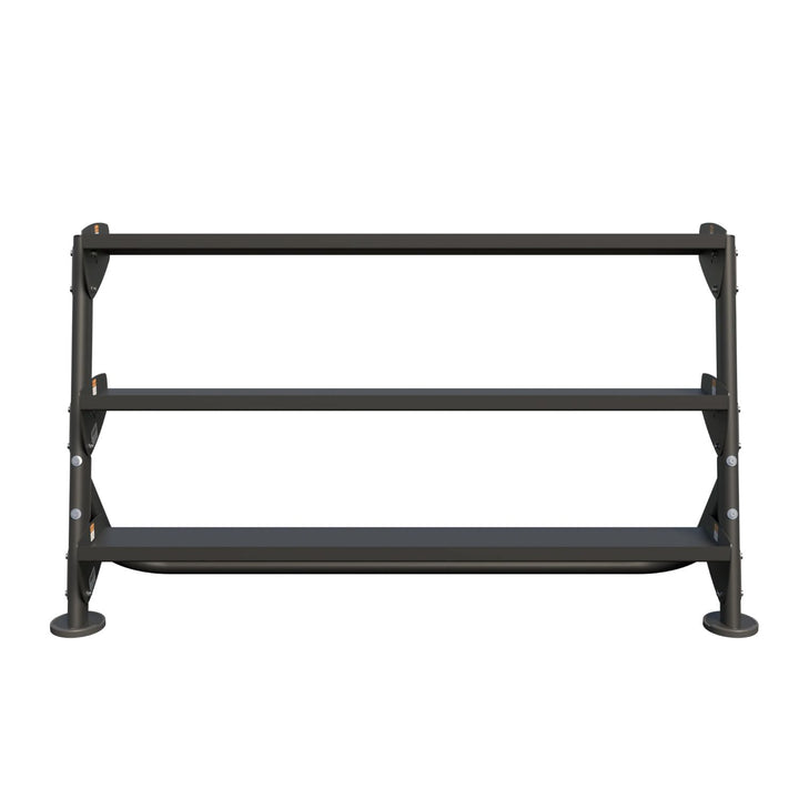 wide two tier dumbbell rack built for stability and heavy free weight storage