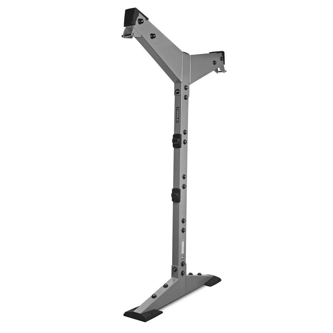 X-CREATE 2-sided 8 ft upright in Platinum with Y-shaped upper brackets, vertical steel post, and angled base feet.