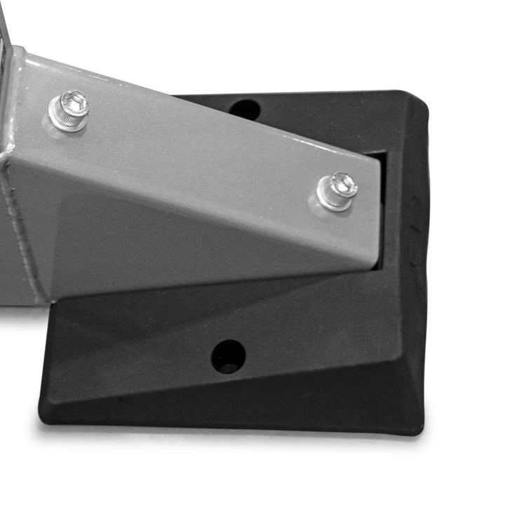 Close-up of X-CREATE 5 ft upright Platinum steel bracket with visible bolts and black mounting plate.