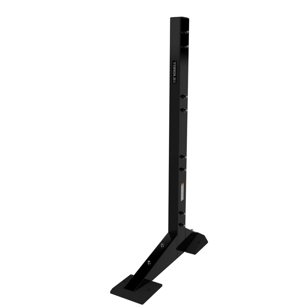 X-CREATE 5 ft upright in Satin Black with vertical steel post, mounting holes, and angled base feet.