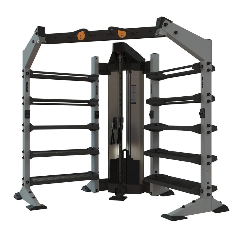 Torque X-CREATE corner storage cable component in Platinum with storage trays and central cable station