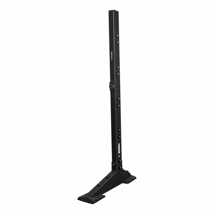 X-CREATE single-sided 7 ft upright in Satin Black with vertical steel post, mounting holes, and angled base feet.