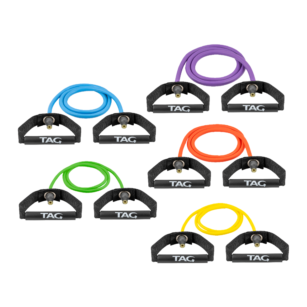XERTONE Stretch Cords set with five color-coded resistance cords and black plastic handles