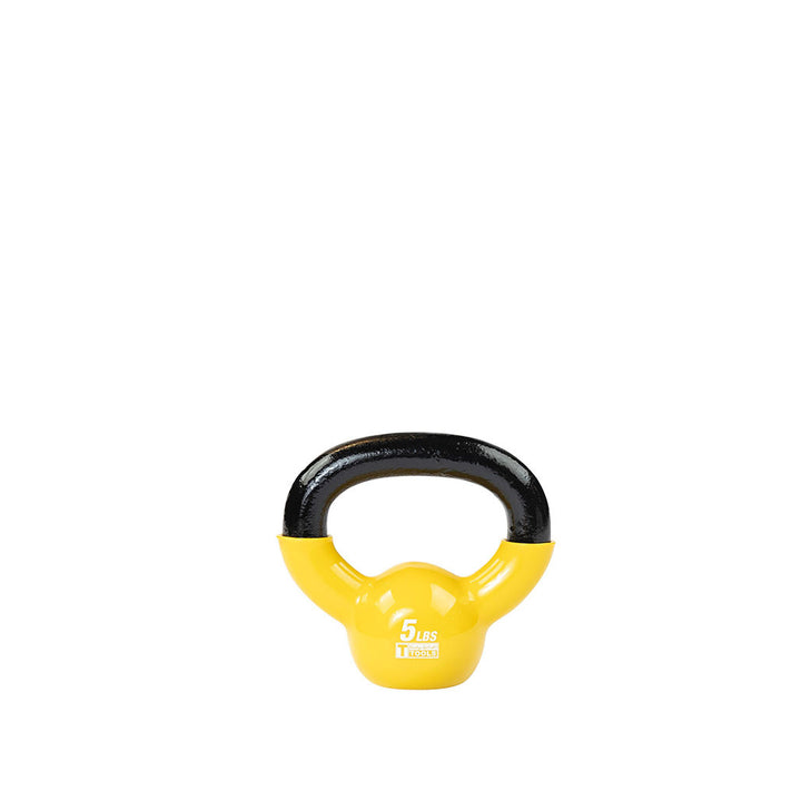 Yellow 5 lb kettlebell with black handle