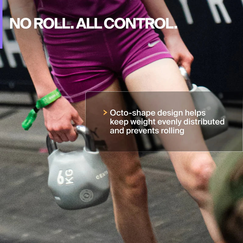 Centr x HYROX Youngstars octo kettlebell showing the stable shape that helps reduce rolling.