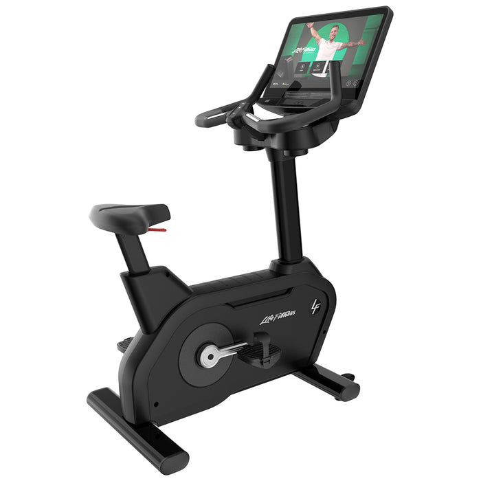 Life Fitness Club Series Plus Upright Bike in black onyx color and with SE4 console