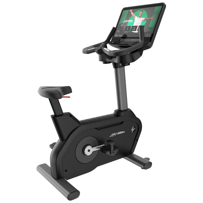 Life Fitness Club Series Plus Upright Bike in titanium storm color and with SE4 console