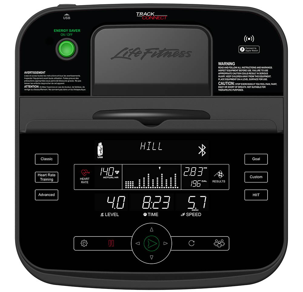 Exercise bike console with Bluetooth connectivity and display for tracking home cardio workouts