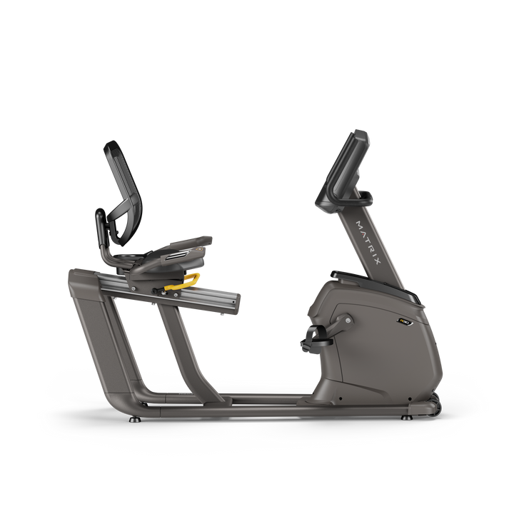 Matrix R30 recumbent bike profile displaying step-through design