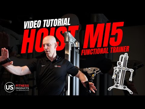 HOIST Mi6 functional trainer performing cable exercise demonstrating adjustable pulleys and full body workout capabilities