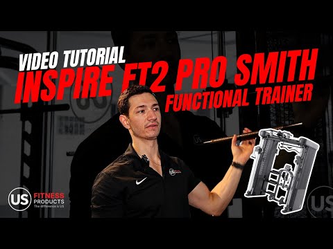 trainer demonstrating Inspire FT2 Pro Smith functional trainer with barbell and cable system showing setup and full body exercises