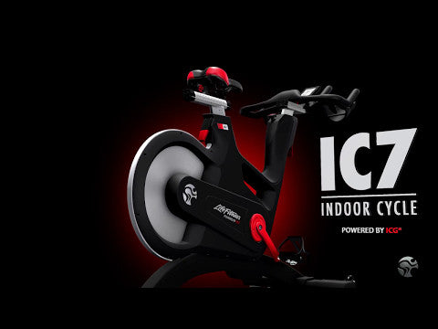 Life Fitness ICG IC7 indoor cycling bike video showcasing performance features, WattRate power meter, and Coach By Color training system